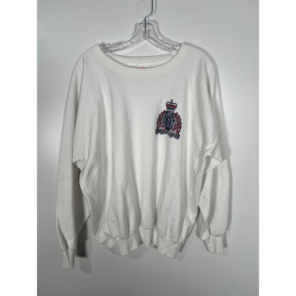 Vintage RCMP Mounties White Graphic Sweatshirt Canada Crewneck Pullover XL